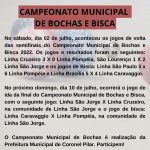 CAMPEONATO DE BOCHAS E BISCA - PARTICIPEM